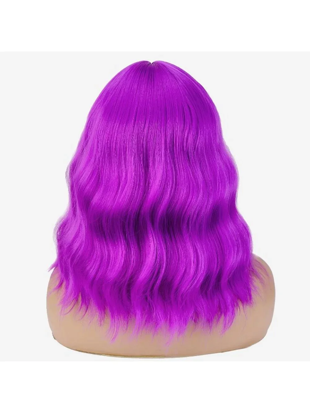 Women's Violet 14 Inch Heat Resistant Short Bangs Bob Modern Wavy Wigs